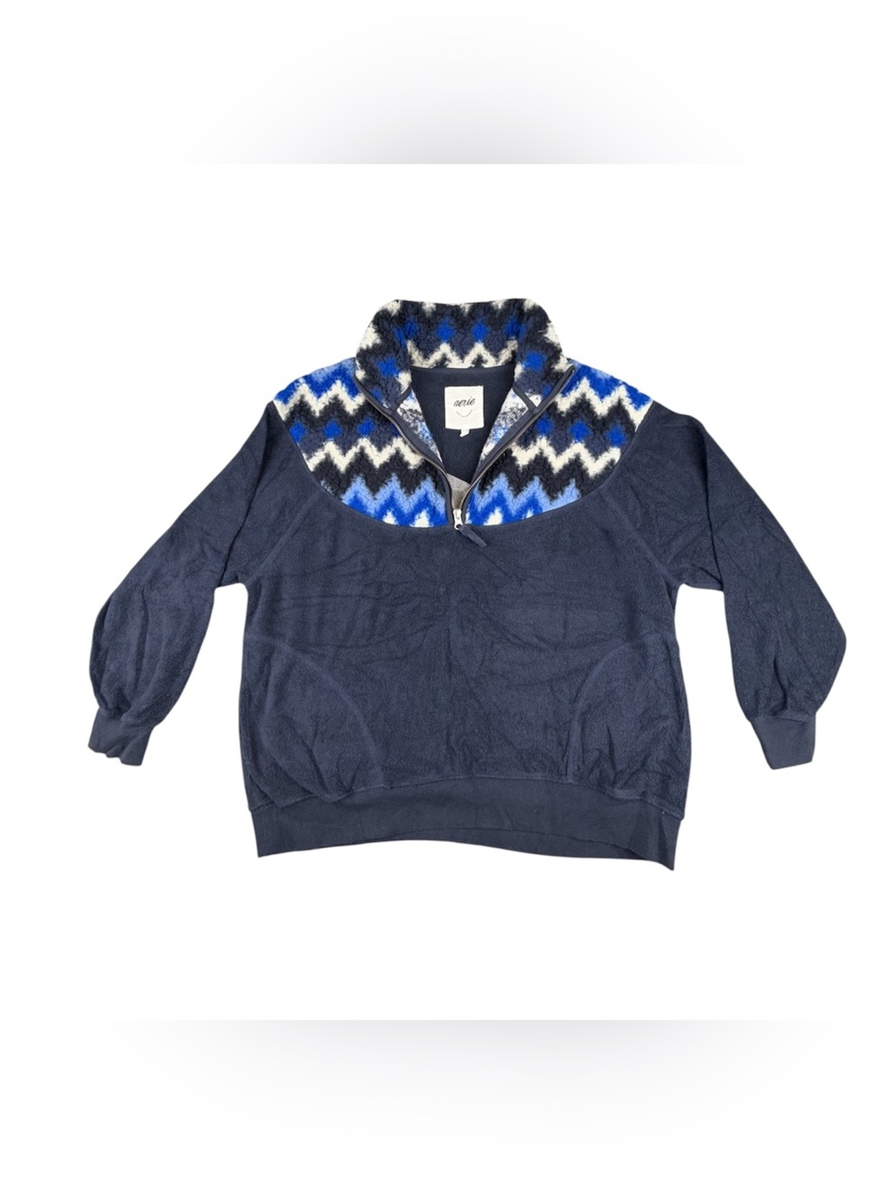 Aerie Fuzzy/Fleece Quarter‑Zip Sweater Women Small Cozy Sherpa/Cloud Fleece